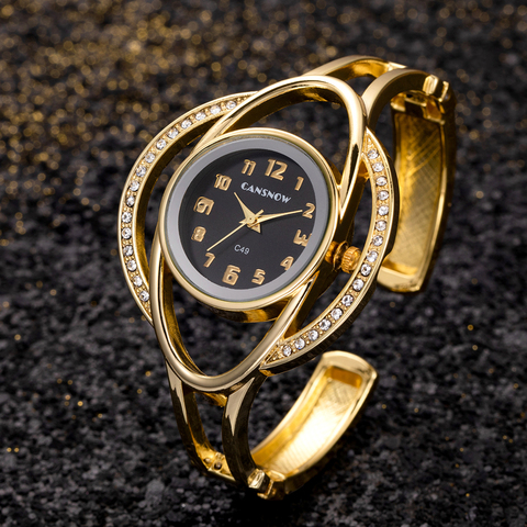CANSNOW Relogio Feminino Fashion Gold Watch Women Bangle Bracelet Watches Luxury Stainless Steel Ladies Wristwatch Female Clock ► Photo 1/6