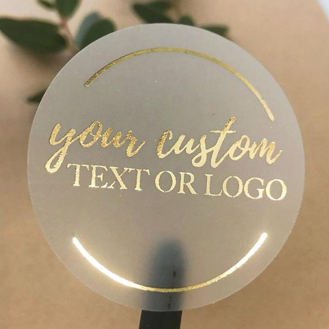 100pcs/Lot Custom Gold Foil Stickers Wedding Favor Stickers Gold Foil Custom Stickers Custom Gold Foiled Clear Stickers ► Photo 1/6