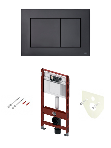 Suspension toilet set: frozen module, tecenow flush plastic panel, black matte ► Photo 1/4