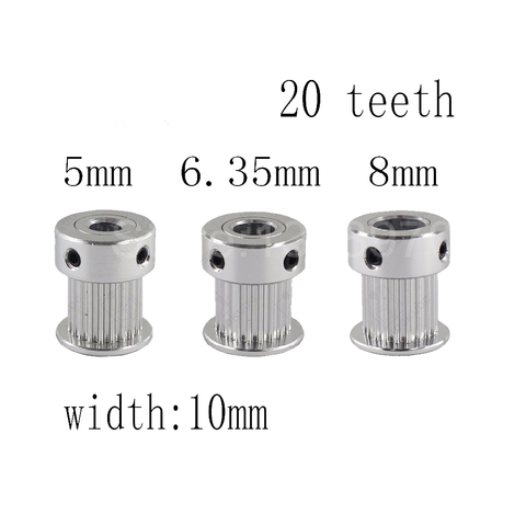 1pcs 20 Teeth GT2 Timing Pulley For 3D Printer Bore 5/ 6.35/ 8mm for GT2 Timing Belt Small Backlash Aluminium Gear ► Photo 1/6