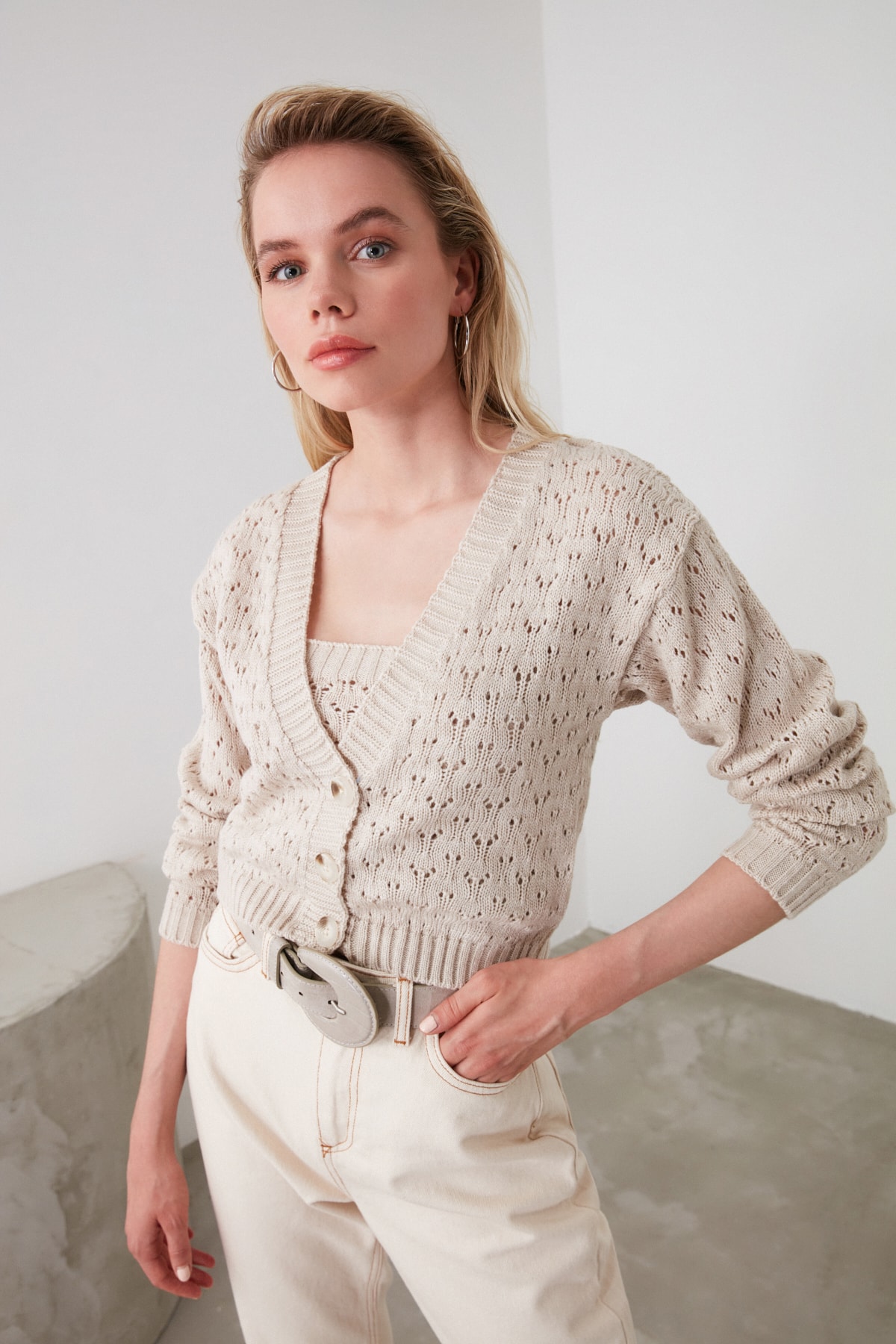 Trendyol Cellular Blouse-Cardigan Knitwear Suit TWOSS20HI0034 ► Photo 1/6