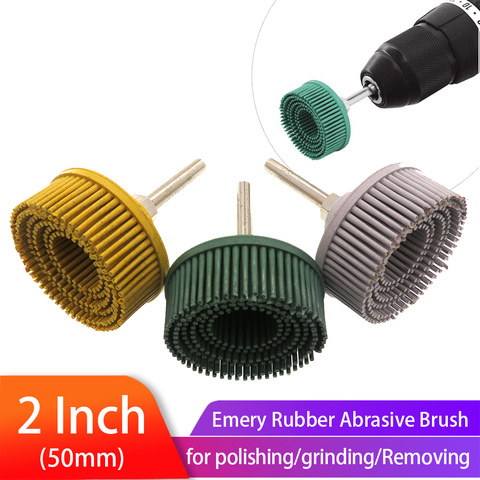 Bristle Disc2Inch Emery Rubber Abrasive Brush Polishing Grinding Wheel With Attachment for Burr Rust scratch Removal ► Photo 1/6