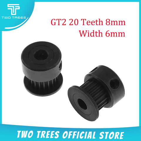 2Pcs. 3D Printer Part Pulley Bore 8mm/5mm Width 6mm Black Synchronous Wheel GT2-20 Teeth synchronous wheel2GT round pulley gear ► Photo 1/4