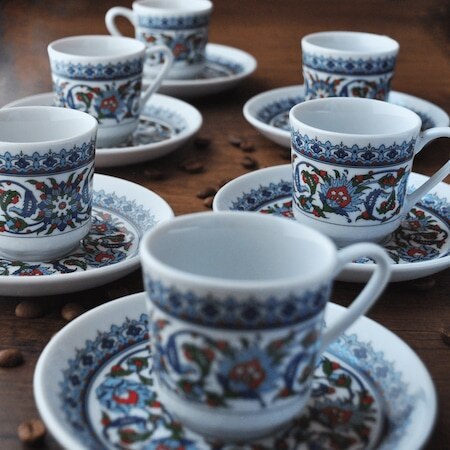 Turkish Porcelain Coffee Cup Topkapi Model 6 Person 12 Pieces free shipping ► Photo 1/1