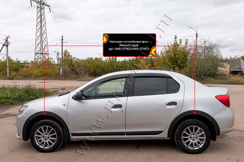 Lining for wheels arches for Renault Logan 2014-2017 (II dorestilling). Surface: Gloss (for painting) ► Photo 1/6