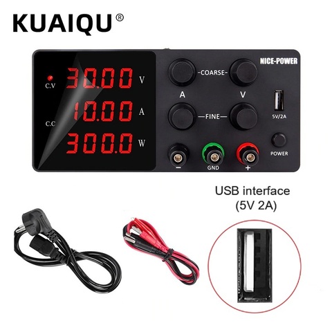 LAB Switching Dc Power Supply 4digits With USB 5V2A Charging 0.01V 0.001A 0.001W 30V 10A Adjustable Power Source Laptop Phone ► Photo 1/6