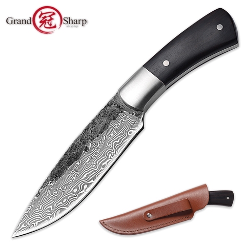 Hand Forged Hunting Knife Fixed Blade Damascus Pattern Camping Fishing Outdoor BBQ Kitchen Home Tools Utility Gadget High Carbon ► Photo 1/6