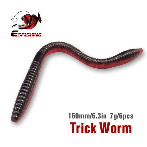 KESFishing Worm Lure Trick Worm 160mm 6pcs Pike Lures Plastic bait Carp Fishing  Feeder Spinner Bait Sea Fishing Lure PVA ► Photo 1/6