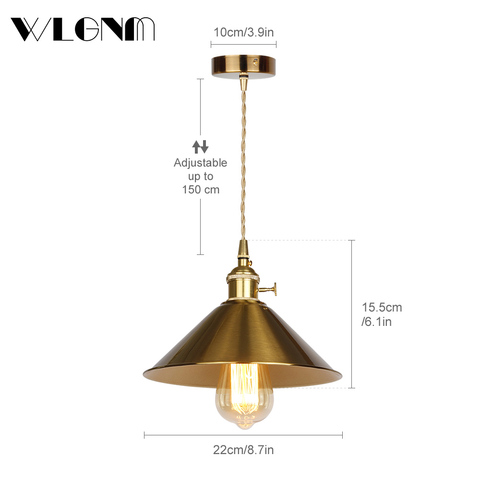 Retro Pendant Lamp Vintage E27 Head Industrial Attic Pendant Lights  Golden LED Hanging Light For Bedroom Living Room Decortion ► Photo 1/6