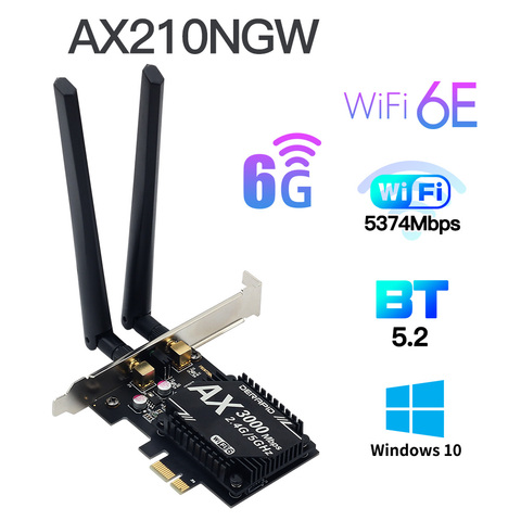 3000Mbps Dual Band Intel AX210 Wi-Fi 6E Wireless PCI-Express Adapter Bluetooth 5.2 Desktop Network Card 2.4Ghz/5Ghz 802.11ax/ac ► Photo 1/6