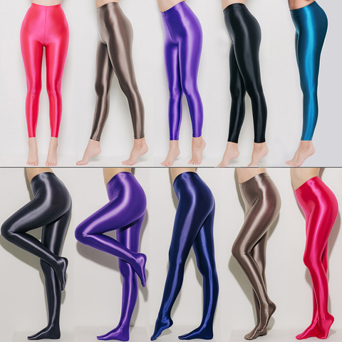 LEOHEX 2022 Satin Glossy Opaque Pantyhose Sexy Stockings Shiny Yoga ...
