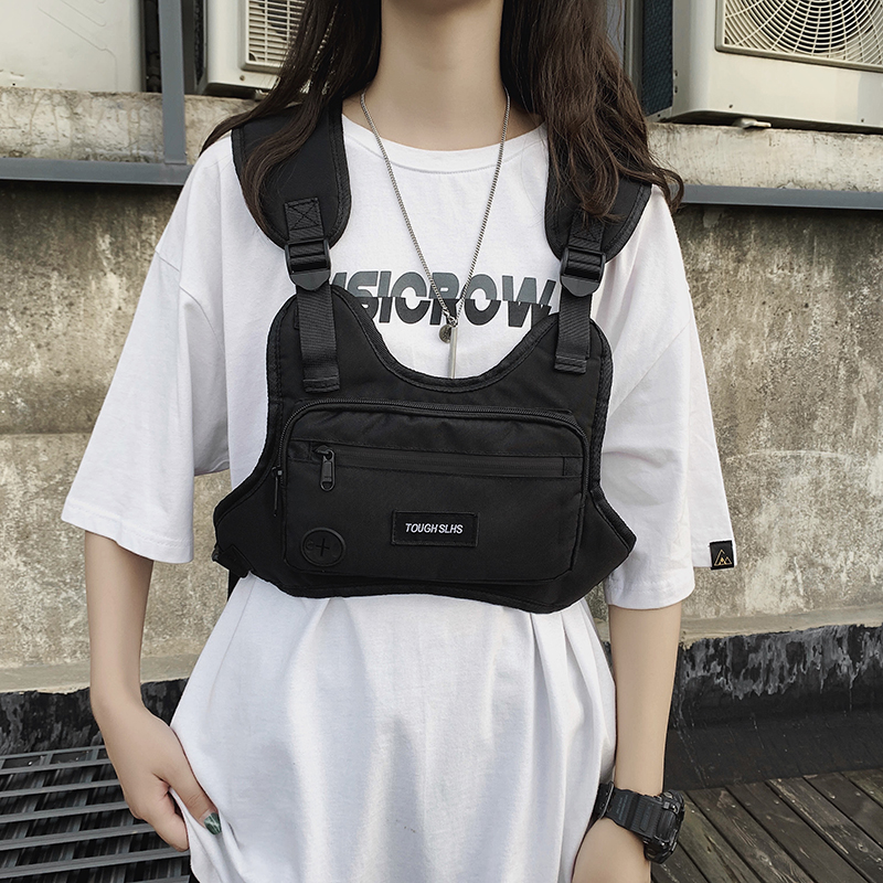 Hip-hop streetwear waist bag ladies chest equipment bag tactical vest ...