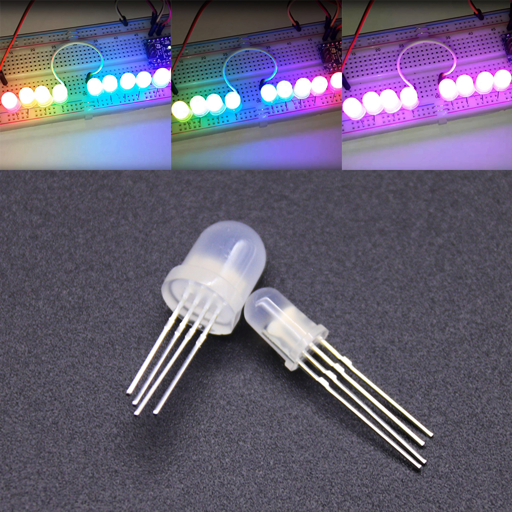 5-1000pcs DC5V Round hat RGB LEDs with APA-106 5mm F5 8mm F8 ...