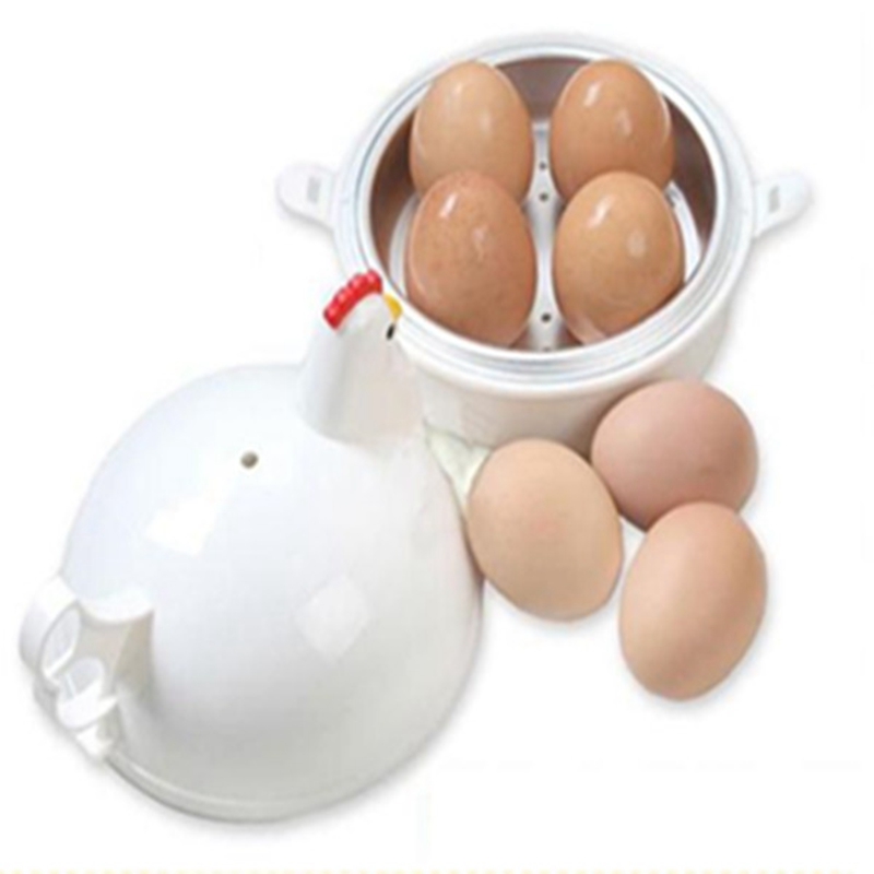 4 Egg Boiler Eggs Steamer Chicken Shaped Microwave Cooker Novelty