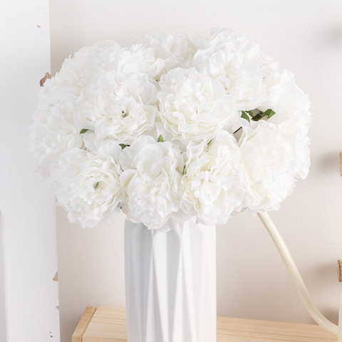 Peonías bonitas ramo de flores artificiales Rosa seda grande Bloom flores falsas para el hogar boda centros de mesa, decoración de la habitación de dormitorio ► Foto 1/6