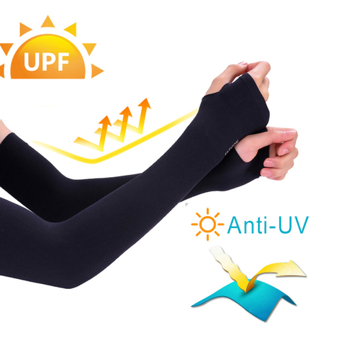 Mangas de brazo deportivas para hombres y mujeres, protección solar UV, antideslizante, de seda de hielo, de verano, guantes para conducción al aire libre, 2 uds. ► Foto 1/6