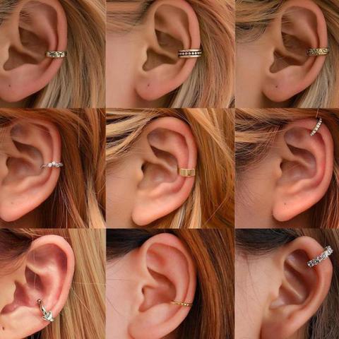 Pendientes Vintage para mujer, aretes de Clip para oreja, joyería sin agujero, aretes falsos de Color dorado y plateado ► Foto 1/6