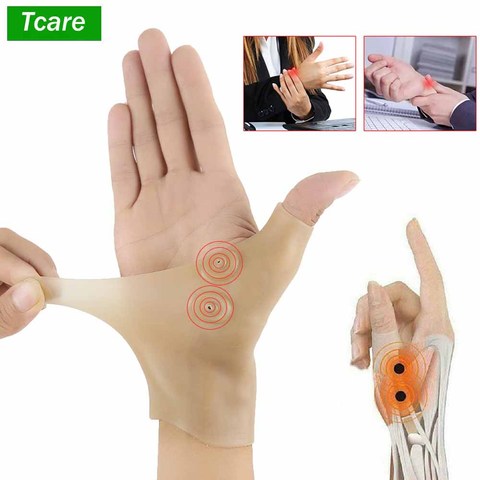 Tcare-guantes de soporte de mano para terapia magnética, 1 Uds., Gel de silicona, Corrector de presión para artritis, masaje, alivio del dolor ► Foto 1/6