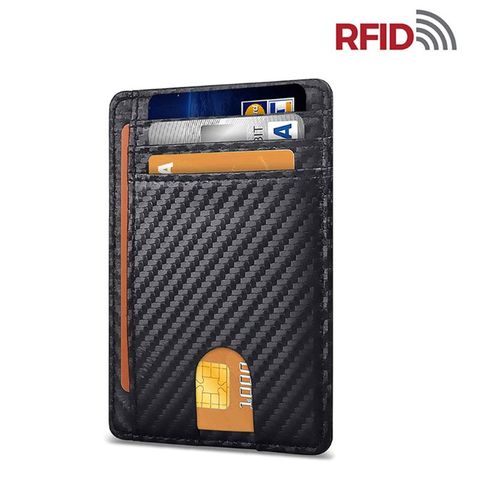 THINKTHENDO-cartera de cuero con bloqueo RFID para hombre y mujer, billetera minimalista con bloqueo RFID, para tarjetas de crédito, monedero, moderna, Unisex, hasta 12 tarjetas ► Foto 1/6