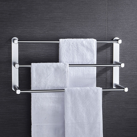 Toallero de aluminio para baño, colgador de toalla montado en la pared, color plata/Negro, 40-50 CM, accesorios de baño ► Foto 1/6