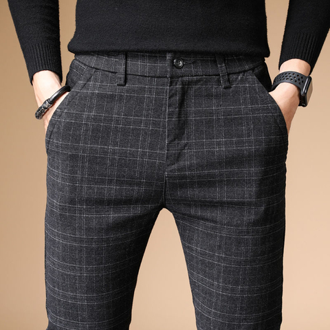 2022 nuevo diseño de lujo para hombres, pantalones casuales de algodón y lino, Pantalones rectos ajustados para hombres, pantalones de negocios, pantalones de talla grande 38 para hombres ► Foto 1/6