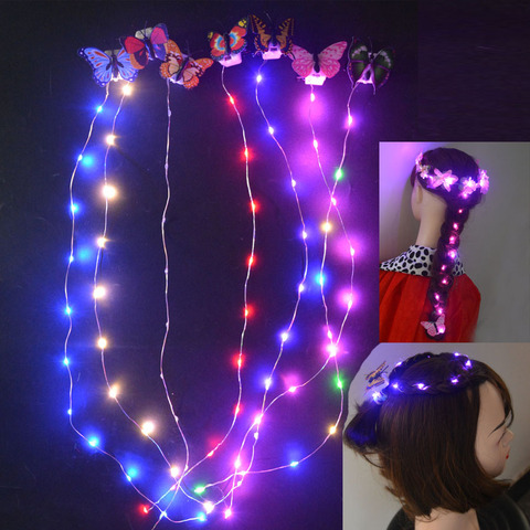 Tira de luces LED para el cabello, trenzador de Herramienta de Peinado con brillo intermitente, estilo de cabello, trenza tejida, para fiesta de cumpleaños y boda, DIY, Uds. ► Foto 1/6