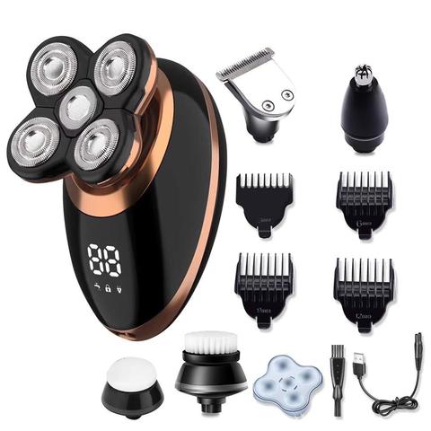 Afeitadora eléctrica lavable y recargable para hombres, máquina de afeitar para Barba, secado en húmedo, uso Dual, cinco en uno ► Foto 1/6