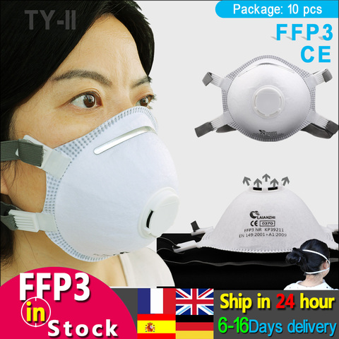 LAIANZHI-mascarilla de protección con válvula de aire FFP3, mascarilla desechable pm2.5, máscara higiénica nociva con filtro, 99% ► Foto 1/6