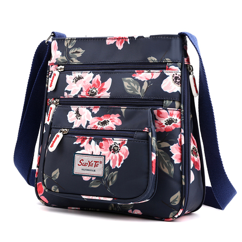 Bolso de hombro con diseño Floral para mujer, bandolera de nailon resistente al agua de alta calidad con múltiples bolsillos ► Foto 1/6