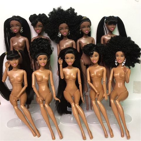 Muñeca africana de juguete, accesorios de muñeca americana, articulaciones del cuerpo, puede cambiar la cabeza, el pie, regalo de niña negra africana ► Foto 1/5