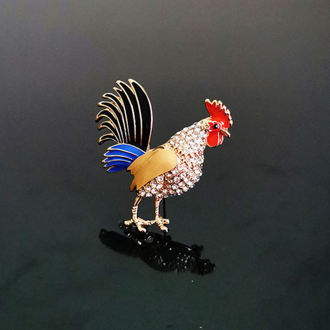 Broche con forma de pollo con diamantes de imitación para hombre y mujer, pin coat, suéter, broches de animales, accesorios ► Foto 1/5