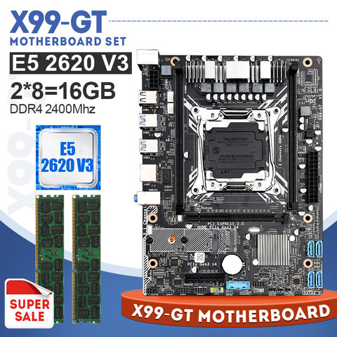 Conjunto de placa base X99 GT, tarjeta madre de combo Xeon E5 2620 V3, LGA2011-3 CPU, 2 x 8GB, memoria de escritorio DDR4, 2400MHz ► Foto 1/6