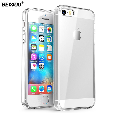 Funda de silicona para iPhone SE 5S 5, funda protectora trasera de silicona TPU, transparente y duradero, suave, para APPLE iPhone SE 5S 5 ► Foto 1/6