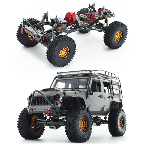 Metal bastidor Kit de distancia entre ejes de 312mm con 1,9 Beadlock Ruedas Neumáticos parachoques para 1/10 RC Crawler SCX10 Rock camión fuera de carretera ► Foto 1/6