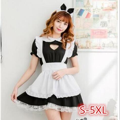 S-5XL Sexy disfraz de sirvienta francesa dulce vestido gótico Lolita Anime Cosplay Sissy dama uniforme de talla grande disfraces de Halloween para mujer ► Foto 1/6