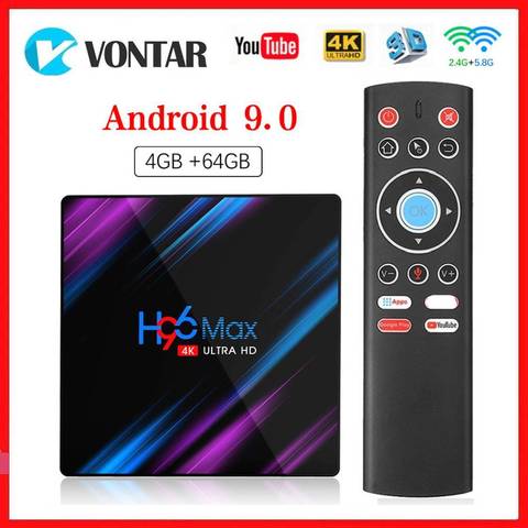 Vontar Dispositivo de TV inteligente Android 10,0 H96 MAX 4GB RAM 64GB ROM TVBOX 5G WiFi 4K reproductor de medios Android 10 9,0 Youtube Set Top Box ► Foto 1/6