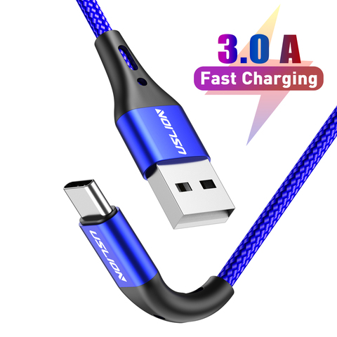 USLION-Cable USB tipo C de 3A, Cable de carga rápida para teléfono Samsung S10, S9, Cable de datos de carga rápida ► Foto 1/6
