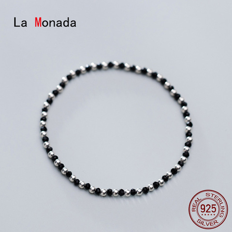 La Monada-pulsera de plata de ley 925 con cuerda elástica, brazalete de plata fina, 925 ► Foto 1/5