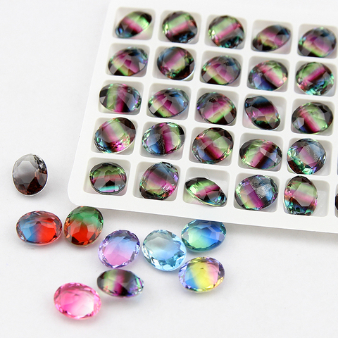 4120 10*12 ovalado k9 rhiinestone turmalina perlas gradiente rampa cuentas Multicolor DIY cuentas sueltas para joyería ► Foto 1/5