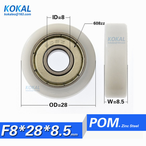 Rodamiento de bolas de alta calidad, cubiertas de plástico, polea de rodillo plano, ruedas de 8x28x8,5mm, F0828-8.5, 1 Uds. ► Foto 1/2