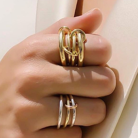 Hecho genial tres dedos de forma Variable anillos estilo Hiphop de acero inoxidable 18k acero dorado accesorios de moda para los hombres y las mujeres ► Foto 1/6