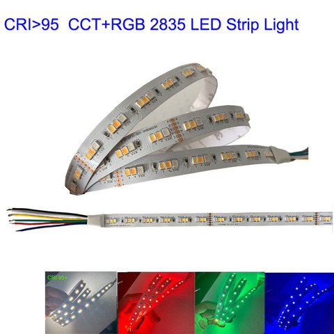 Tira de luces LED para decoración del hogar, barra de cocina de alto CRI 95 RGB + CCT 24V RGBW RGBWW, color blanco cálido, para dormitorio ► Foto 1/5