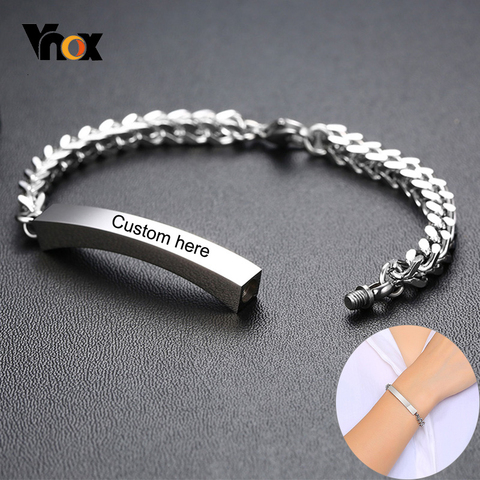 Vnox-pulsera de acero inoxidable personalizable para mujer, brazalete con nombre personalizado, urna conmemorativa de cremación ► Foto 1/6