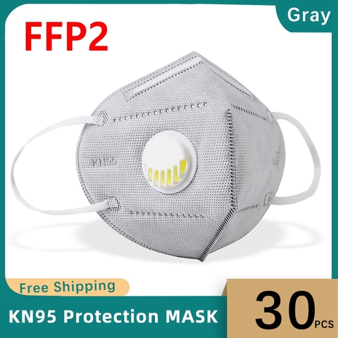 Mascarilla KN95 FFP3 de 6 capas Unisex, máscara de seguridad con válvula de aire, antipolvo, 30 Uds. ► Foto 1/6