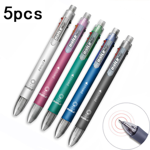 5 unids/lote 6 en 1 multifunción pluma con 0,7mm 5 bolígrafo de colores de recarga y 0,5mm lápiz conjunto Multicolor pluma ► Foto 1/6