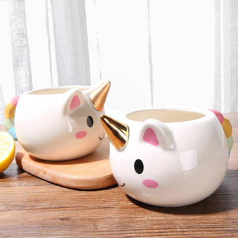Taza de unicornio 3D de 300ml, taza para té y café de cerámica creativa, tazas de unicornio de dibujos animados, regalos de novedad, taza de leche de porcelana para oficina ► Foto 1/6