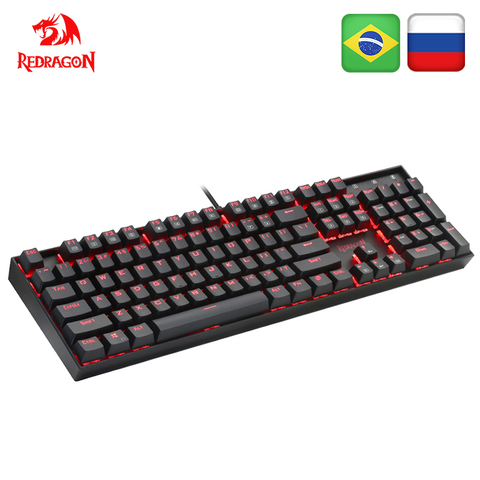 Redragon Mitra K551 USB Teclado mecánico para juegos interruptor azul DIY 104 llave retroiluminada PC Gamer ruso Keycaps o pegatina española ► Foto 1/6