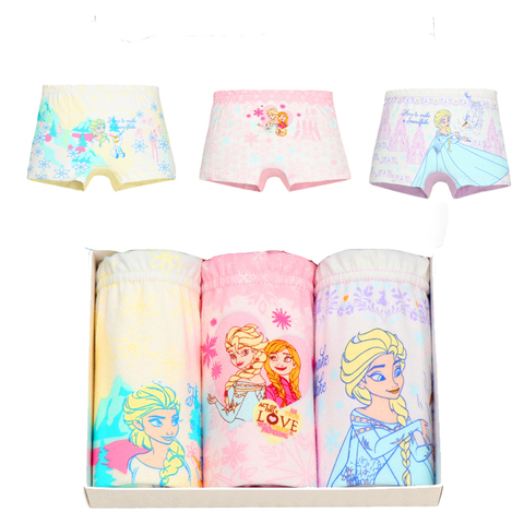 3 unids/lote de bebé de la ropa interior de los niños ropa interior de dibujos animados de Disney congelado Elsa Anna princesa niña calzoncillos 1-12 T Niño Pantalones cortos ► Foto 1/6