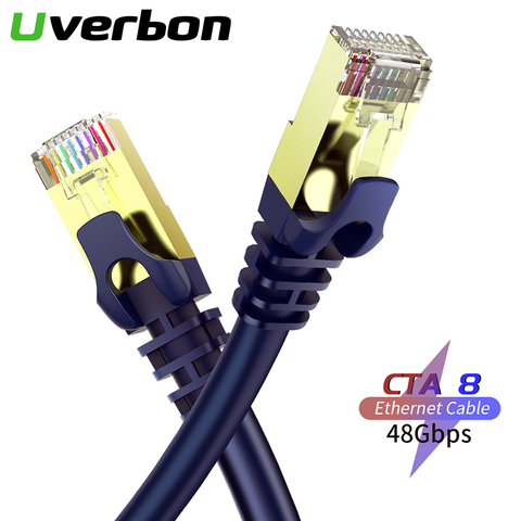 Cable Ethernet de categoría 8, Cable Cat8 Lan UTP de 40Gbps, Cat8, RJ 45, Cable de parche de 10m para enrutador de portátil, Cable de red RJ45 de 2000MHz ► Foto 1/6