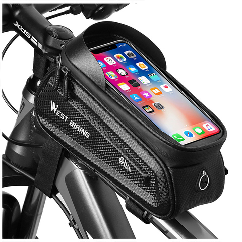 WEST BIKING-Bolsa de tubo para bicicleta, parte superior del marco frontal, resistente al agua, pantalla táctil, funda de teléfono, accesorios para bicicleta de montaña y carretera ► Foto 1/6